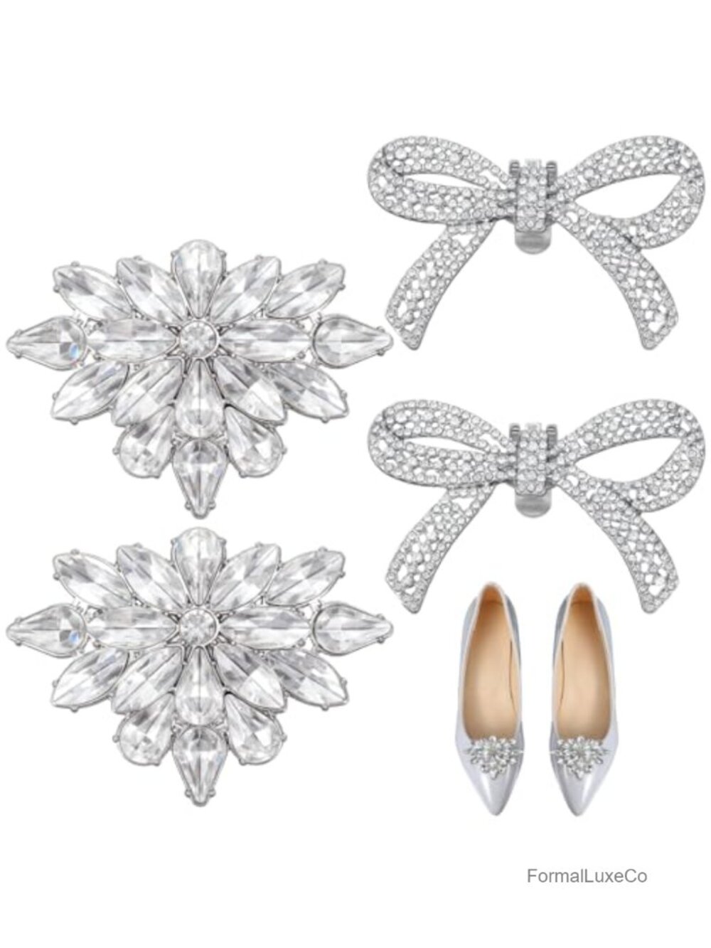 Rhinestone Shoe Clips Bow Flower Crystal Shoe Decor Detachable Buckle